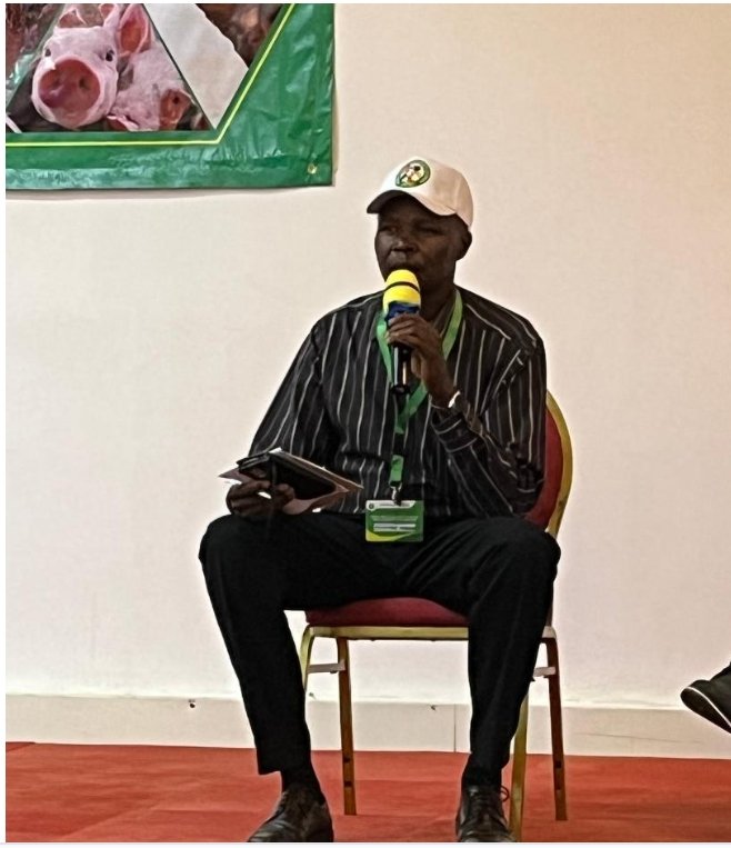 Dr. Alexander Kipronoh from KALRO Dairy Research Institute, Naivasha during the Q&amp;A session after discussing Farmers' Competency in Contagious Caprine Pleuro-pneumonia Outbreak Recognition and Control in Kenya 
#APSK2024Symposium