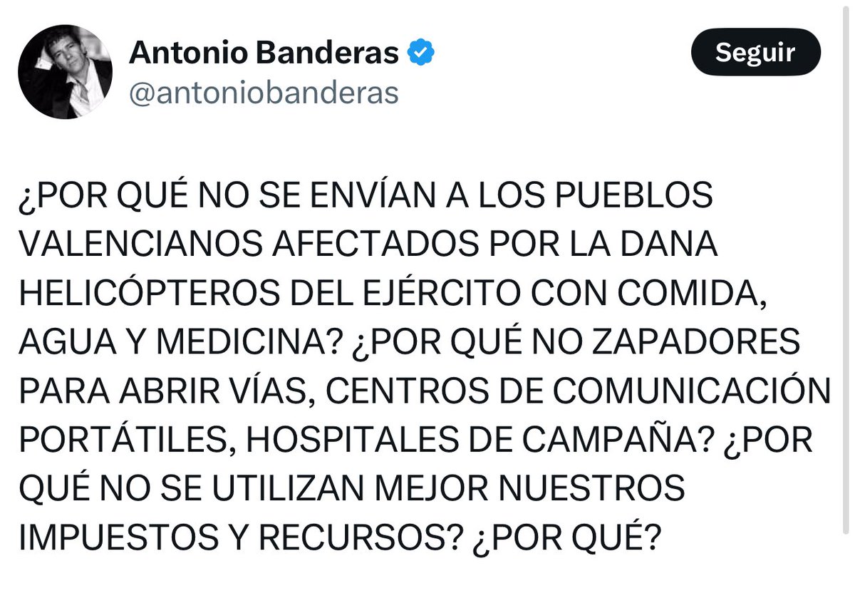 Antonio Banderas diciendo lo que todos pensamos.

¡BASTA YA DE TACTICISMOS POLÍTICOS! ¿Cuando cojones va el gobierno a asumir sus responsabilidades ante una tragedia de esta magnitud?