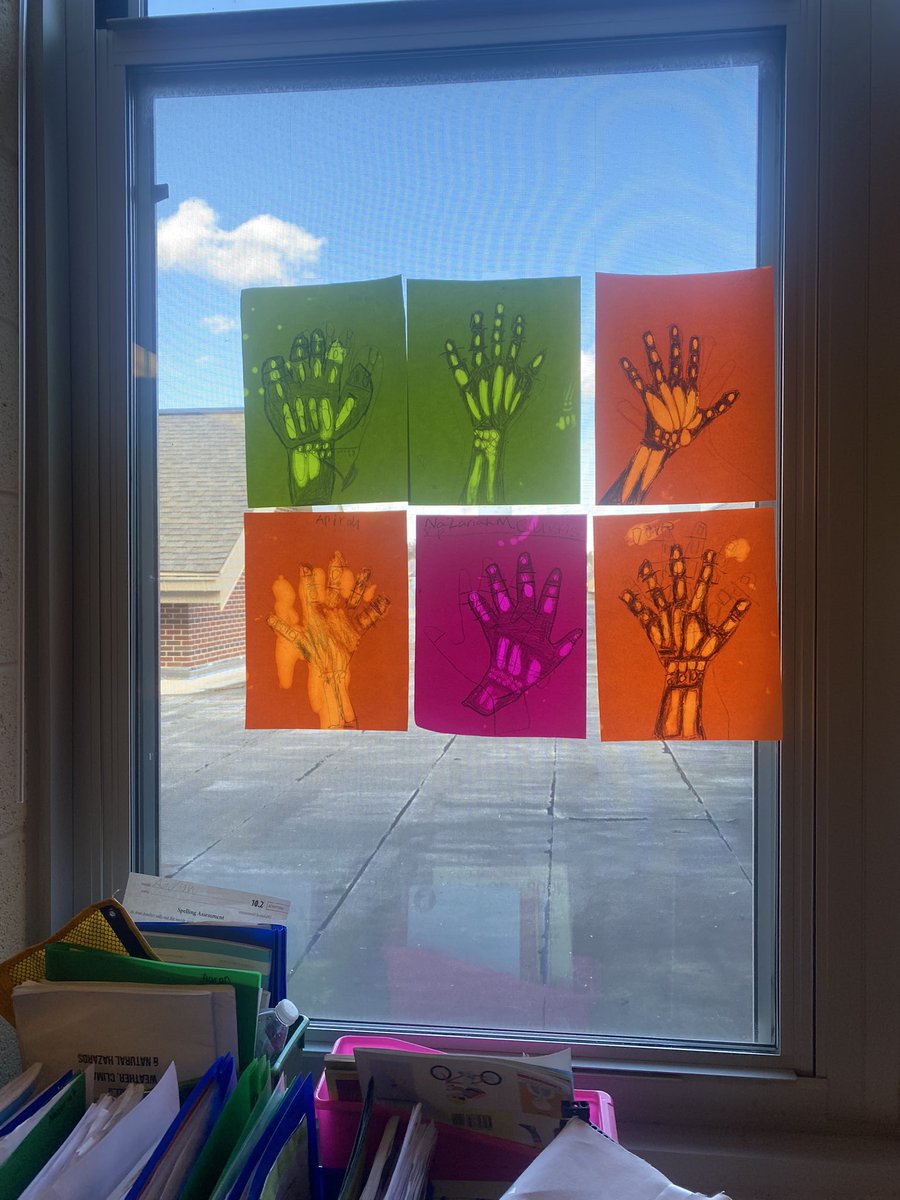 The BEST 3rd grade Ss created mystery skeleton hands and created sugar skulls in honor of Día de los Muertos.