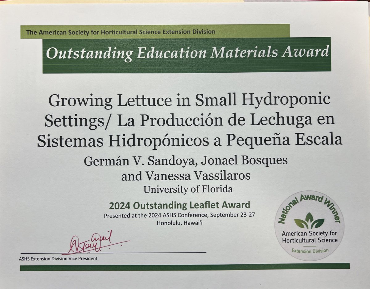 Lettuce Breeding UF (@uflettuce) on Twitter photo Last month at the annual <a href="/ASHS_Hort/">ASHS</a> meeting we presented and got awarded on #research the work of <a href="/JMBiofort/">Jesse Murray</a> and #extension with <a href="/evcampoverde/">Vanessa Vassilaros</a> <a href="/BosquesJonael/">Jonael Bosques</a> for our work on #lettuce <a href="/EvergladesREC/">UF IFAS Everglades REC - Belle Glade</a> <a href="/UFHortSci/">Hort. Sciences at UF</a> ๐ <a href="/UFPlantbreeding/">UF/IFAS-PlantBreeding</a> Last month at the annual <a href="/ASHS_Hort/">ASHS</a> meeting we presented and got awarded on #research the work of <a href="/JMBiofort/">Jesse Murray</a> and #extension with <a href="/evcampoverde/">Vanessa Vassilaros</a> <a href="/BosquesJonael/">Jonael Bosques</a> for our work on #lettuce <a href="/EvergladesREC/">UF IFAS Everglades REC - Belle Glade</a> <a href="/UFHortSci/">Hort. Sciences at UF</a> ๐ <a href="/UFPlantbreeding/">UF/IFAS-PlantBreeding</a>