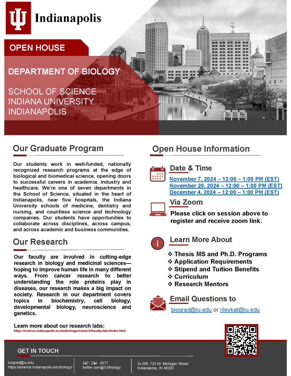 IU Indianapolis Biology (@iuibiology) on Twitter photo Interested in MS or PhD studies? Join our grad program!!
Information sessions in November and December are open to all. DM for deails. <a href="/IUIScience/">School of Science at IU Indianapolis</a> <a href="/IUIgradschool/">IU Graduate School Indianapolis</a> <a href="/IUPUI/">IUPUI</a> Interested in MS or PhD studies? Join our grad program!!
Information sessions in November and December are open to all. DM for deails. <a href="/IUIScience/">School of Science at IU Indianapolis</a> <a href="/IUIgradschool/">IU Graduate School Indianapolis</a> <a href="/IUPUI/">IUPUI</a>