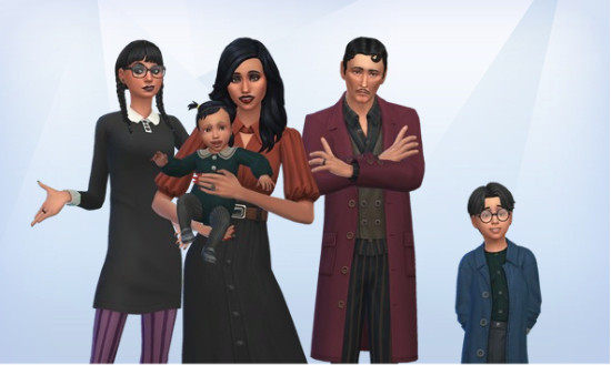 MaskuradeTV's tweet photo. Been remaking various townies for a fresh save. I'm in love with how my take on the Goth family turned out. You can find them on the gallery now under my ID of Maskurade if you wanna play with them. Hope you all enjoy them too! #Sims4 https://t.co/r2Jx4lAlEG
