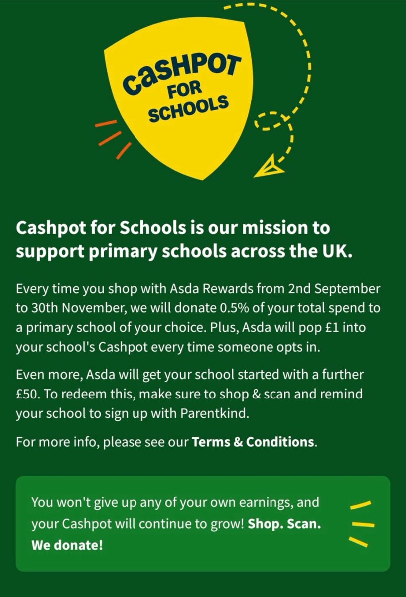 Well done to everyone that has supported the school fundraising through the Asda Cashpot. We are at £147 and would love to get it higher.
