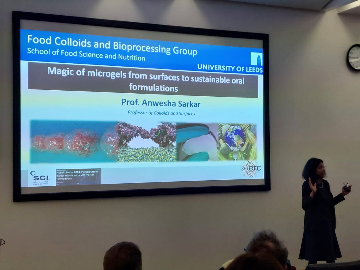 Food Science and Nutrition at Leeds (@foodscileeds) on Twitter photo Congratulations to @Sarkar_Lab, the first food scientist to be awarded the McBain Medal <a href="/SCIupdate/">SCI – Where Science Meets Business💡</a>. Prof Sarkar explains the exciting history of microgels, why they are so fascinating, and how we can utilise their properties in the real world! Congratulations to @Sarkar_Lab, the first food scientist to be awarded the McBain Medal <a href="/SCIupdate/">SCI – Where Science Meets Business💡</a>. Prof Sarkar explains the exciting history of microgels, why they are so fascinating, and how we can utilise their properties in the real world!