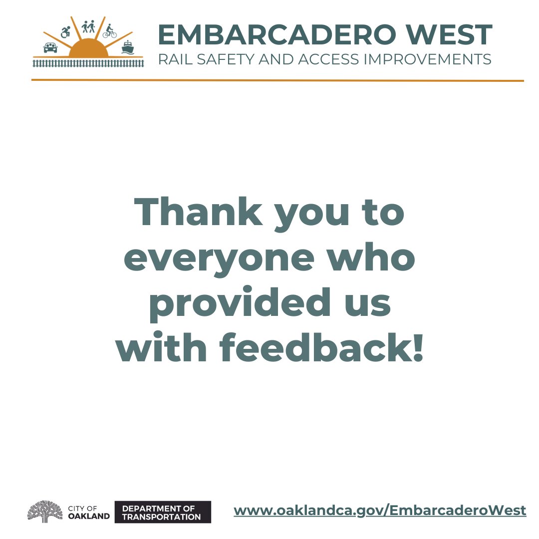 The Embarcadero West Rail Safety and Access Improvements Community Engagement Report is now available! A heartfelt thank you to everyone who connected with the project team. Report link: hubs.la/Q02WyfTB0