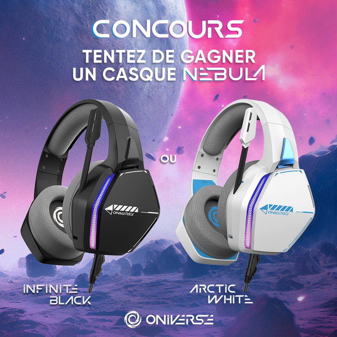 Besoin d'un nouveau casque ? Avec notre partenaire <a href="/oniverseofgamer/">oniverse_of_gamers</a>, nous vous proposons 2 casques Nebula à remporter, un noir et un blanc ⤵️

🟣  RT, like &amp; follow <a href="/Micromania_Fr/">Micromania-Zing</a> &amp; <a href="/oniverseofgamer/">oniverse_of_gamers</a> 
🟣 Mentionne en réponse un ami avec #MicromaniaNebula

TAS dans 7 jours !