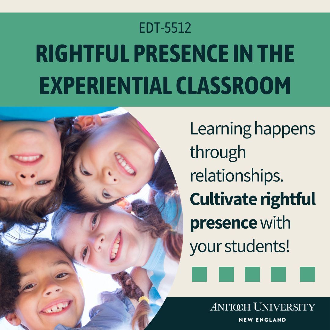 Learn to cultivate rightful presence with your students this spring.                                                                                           

The class is asynchronous, from January 17th to April 25th. Continuing students can register now!

#registernow