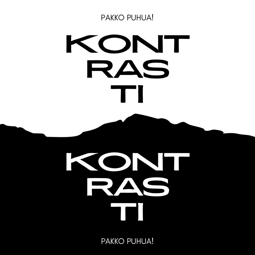 Tervetuloa kuulemaan Tampereen yliopiston viestinnän opiskelijoiden ajatuksia kontrasteista jo perinteeksi muodostuneeseen PAKKO PUHUA! -puhetapahtumaan perjantaina 22.11.2024.

Lisäinfoa tulossa pian, stay tuned!🤝🏼🗯️

#pakkopuhua #viestintä  #tampereenyliopisto #kontrasti