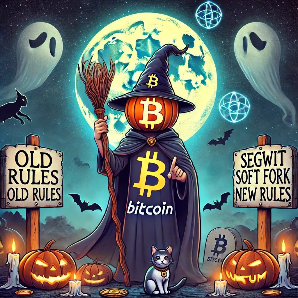 It’s time for Mission 7: Spooky soft forks! 
Teammate <a href="/Godly_ETH/">godly</a>

On a spooky, moonlit night so bright,
SegWit cast a ghostly light.
A wizard Bitcoin, bold and wise,
Fixed old rules under haunted skies.

Transaction signatures pulled apart,
SegWit gave Bitcoin a head start.
No