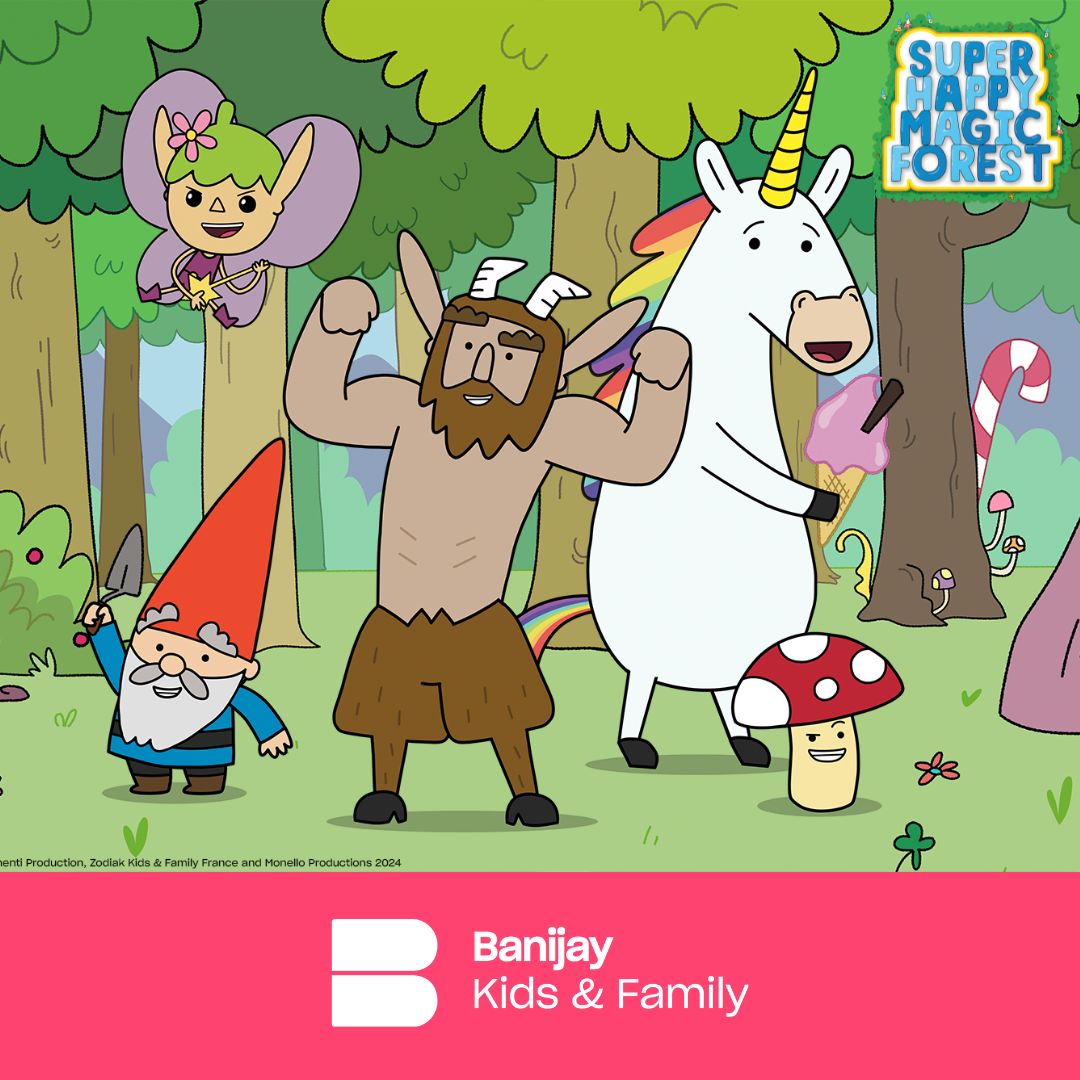 Following the successful UK launch of Super Happy Magic Forest on CBBC in the UK, our all-family comedy quest series launches today on ABC in Australia &amp; on Monday on Canal+ Kids in France.

Happy Frolicking!🦄🧚‍♀️🍄🌳

#SuperHappyMagicForest #TigerAspectKidsAndFamily #WeAreBanijay