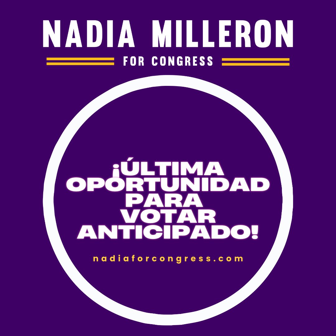 NadiaMilleron's tweet photo. Today is the LAST DAY to vote early in Massachusetts! If you’re busy on Tuesday, be sure to go today on your lunch break or after work! Vote for change. Vote @NadiaMilleron for Congress! #mapoli https://t.co/zSzCXO8WYp