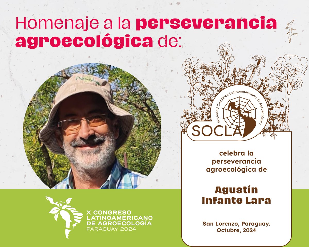 🌻Con este homenaje queremos celebrar a quienes con su ejemplo de constancia nos enseñan a mantener la voluntad y esperanza en la agroecología.

Saray Siura Céspedes 
Agustín Infante Lara 

!Muchas Gracias!