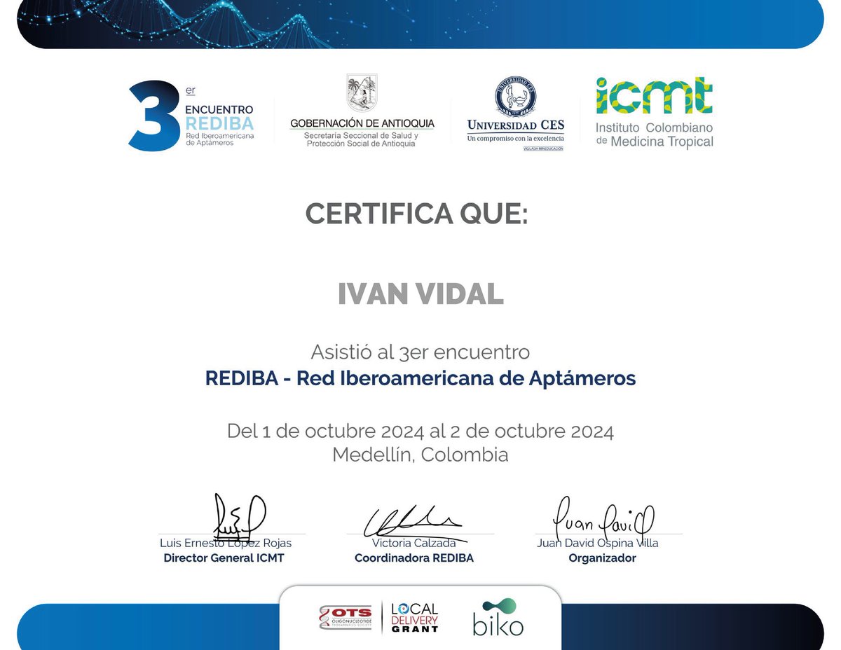 nanoLaniakea's tweet image. Gracias REDIBA, prof Victoria
Cada prof de la Escuela, de la Red
Faros de Aptámeros 💡

Aptámeros para aplicaciones Terrenales 🩺
Y la visión de aplicación Espacial 🚀
#Aptamers