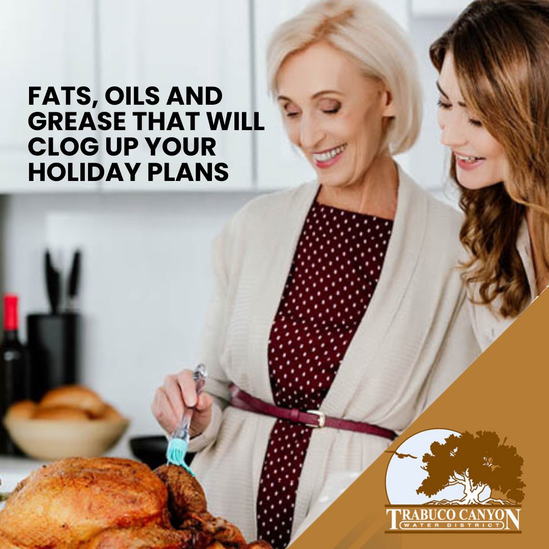 TCWDWater's tweet image. Don't let clogs crash your festivities!
Pouring fats, oils and grease (FOG) down your drain can lead to blocked pipes, messy backups and sewage spills.
🎯Pro Tip: Keep it simple—toss those leftovers and greasy bits in the trash, not down the drain!
#TCWD #HolidayPrep