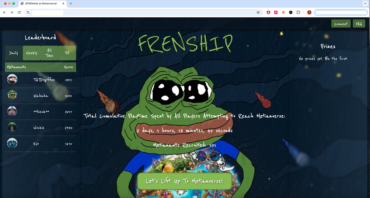 metianverse's tweet photo. 🚀 Prepare for Launch, Memenauts! 🚀

The $FRENship is nearing liftoff, with our loading screen at 80%! 🌌 Get ready to embark on an epic journey through space, collecting $FREN tokens and uniting all memes in the Metianverse.

Stay tuned for updates and sneak peeks as we prepare for takeoff. Together, let's make meme history! 🛸✨

#FRENship #Metianverse #Memenauts @kenerik @fren_ada @CalLovesTrading