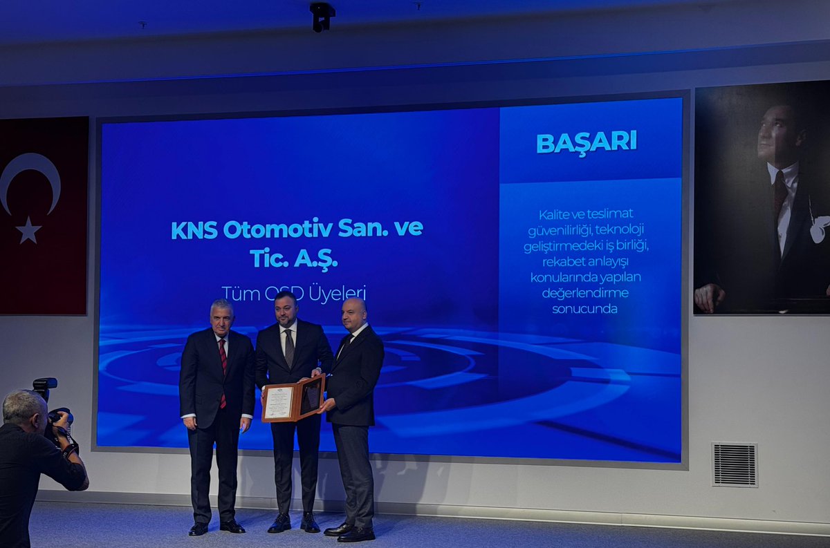 Otomotiv Sanayii Derneği (OSD) tarafından Tedarik Sanayi Başarı Ödülüne layık görülen Odamız Üyesi KNS Otomotiv A.Ş.‘yi tebrik ediyorum. 

Firma sahibi ve Odamız Meclis Başkan Yardımcısı Onur Kansu nezdinde tüm şirket çalışanlarını tebrik ediyorum. 
<a href="/KnsOtomotiv/">KNS OTOMOTİV A.Ş.</a> 
<a href="/onurkansu/">Onur Kansu</a>