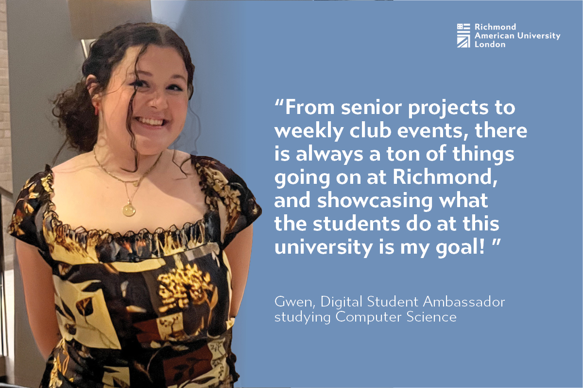 Meet Gwen, our new Digital Student Ambassador! 👋 A Computer Science major and leader on campus, she’s ready to showcase life at Richmond. 

📖 Read more on our blog! bit.ly/3YJYPJu 

#RichmondUniLdn #LondonLife #DigitalAmbassador #ComputerScience
