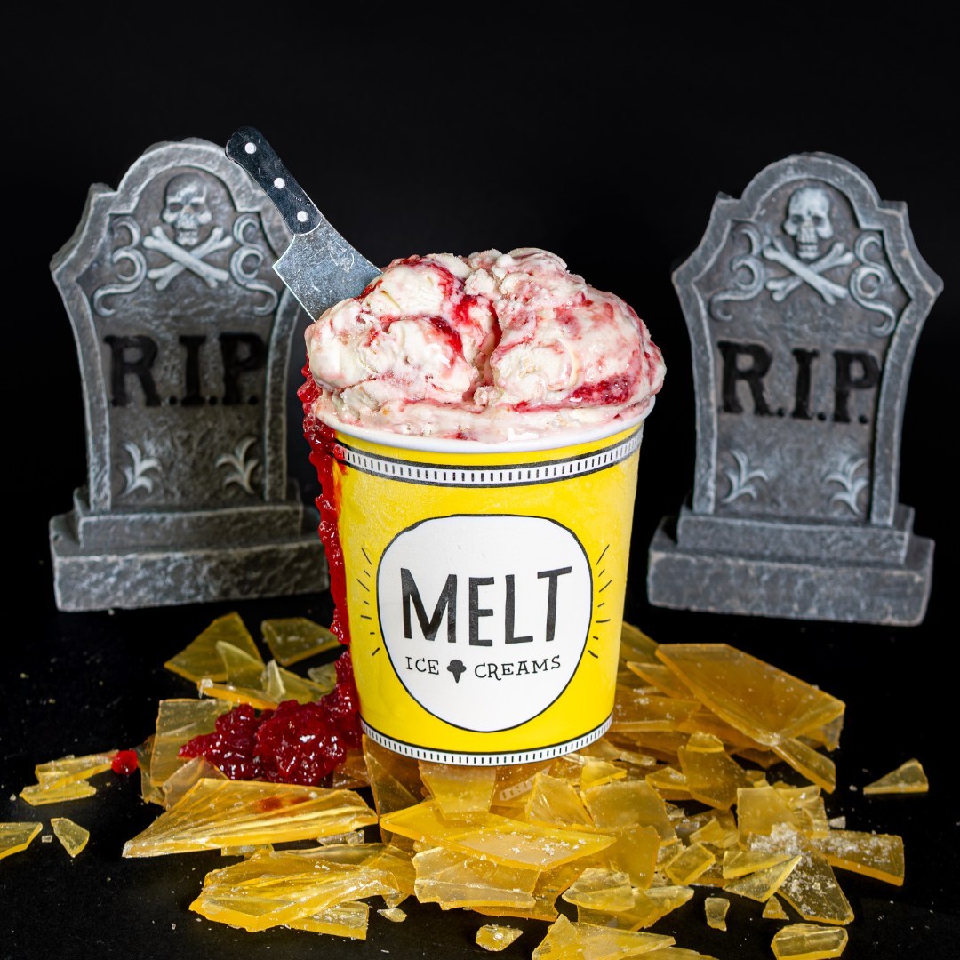 Please Mr. Ghostface, we wanna be in the sequel! 👻 

Introducing Extreme Scream Cream, an exclusive Halloween week flavor from @MeltIceCreams. A creamy white chocolate ice cream with tart cherry compote &amp; brûlée shards. Be sure to grab a scoop at Beetlejuice this week!
