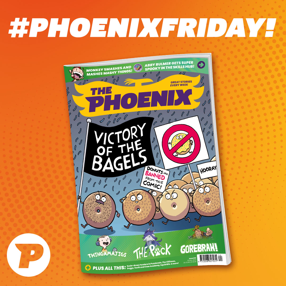 The bagels celebrate victory in this weeks issue. There is no way donuts are coming back. Absolutely no way. At all. 

🥯 The Pack
🥯 Bunny vs Monkey
🥯 Tooth and Claw
🥯 Thingamajigs
🥯 Gorebrah

Find all this and MORE in #ThePhoenixcomic!