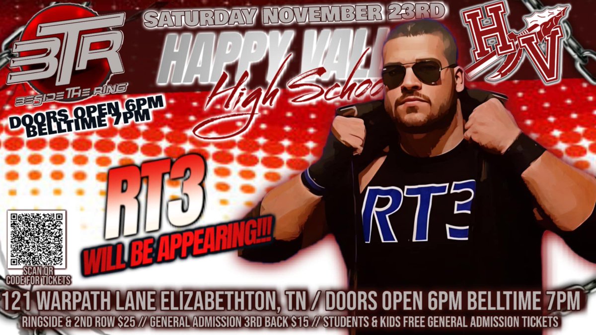 Beside The Ring Wrestling (@besidethering1) on Twitter photo Fan favorite RT3 joins us! See Wrestling Live at Happy Valley High School in Elizabethton, TN on Saturday, November 23. See fka WWE Superstar Heath Slater, WCW/WWE/nWo’s Marcus Buff “The Stuff” Bagwell and more. Limited front row remaining at BesideTheRing.com <a href="/Thacker_RT3/">Roy Thacker III “RT3”</a> Fan favorite RT3 joins us! See Wrestling Live at Happy Valley High School in Elizabethton, TN on Saturday, November 23. See fka WWE Superstar Heath Slater, WCW/WWE/nWo’s Marcus Buff “The Stuff” Bagwell and more. Limited front row remaining at BesideTheRing.com <a href="/Thacker_RT3/">Roy Thacker III “RT3”</a>