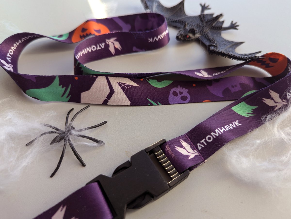 atomhawk's tweet photo. Our Design Hawks never miss an opportunity for a Halloween dress up 🥒🧙👽🐶

Great to see the return of business ghosts for a second year running 👻👻

We made it extra special this year by turning our spooky pattern into a lanyard! Hope you all had a Happy Halloween 🎃✨ https://t.co/q7sgexv05s