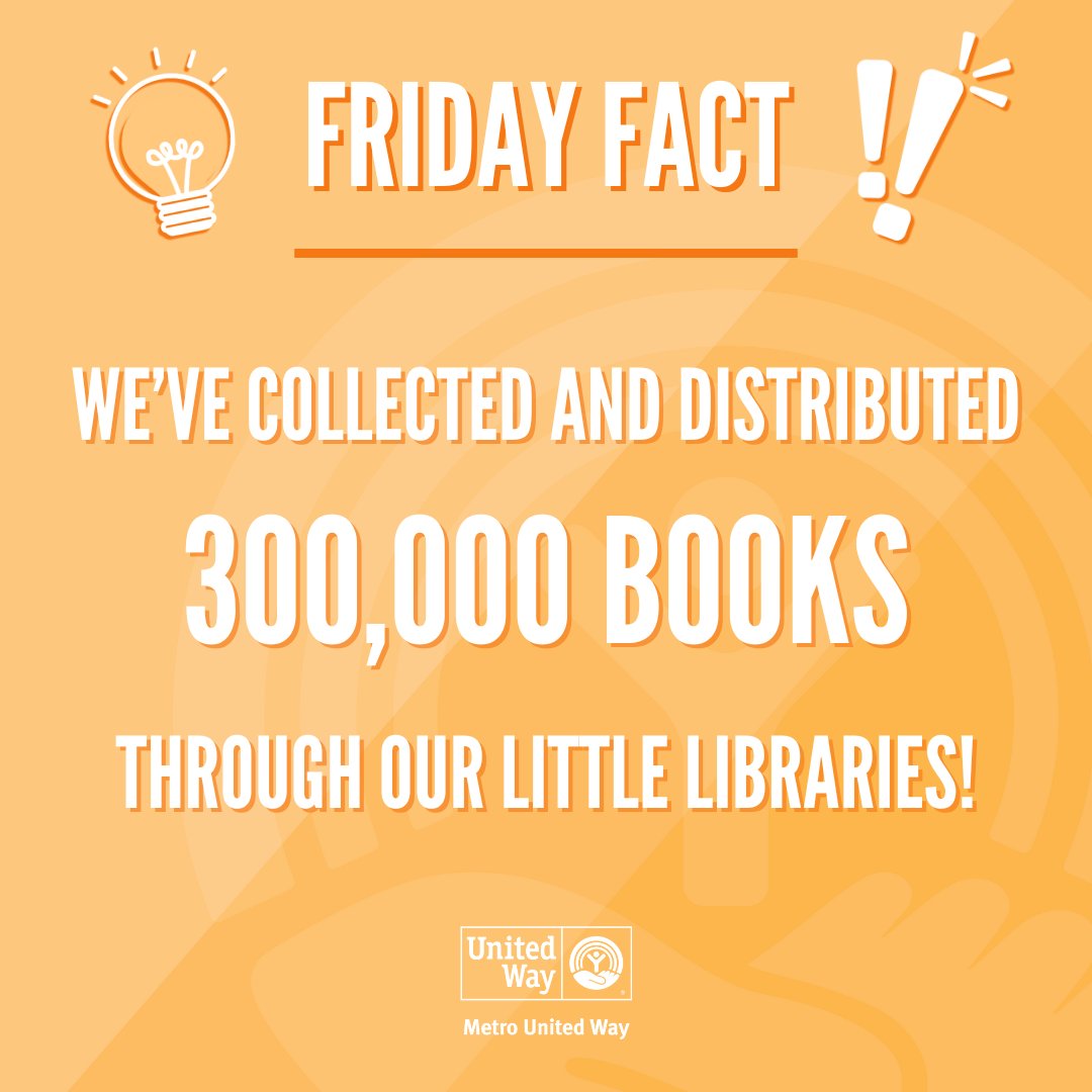 MetroUnitedWay's tweet photo. ๐ก FRIDAY FACT: Our Little Libraries program is celebrating 10 years! Since its start, we've shared 300,000 donated books!
Help us grow this program to new heights! We need book donations, especially books for children and youth. ๐๐
#LIVEUNITED #read #books #littlelibraries https://t.co/1fhYta7vgq