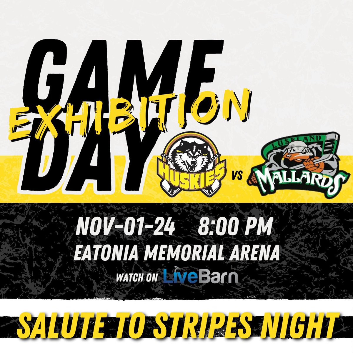 Huskies are hosting one final Exhibition game tonight at 8pm vs the <a href="/luselandmallard/">LuselandMallards</a>. Tonight we Salute all local referees who help make games possible for all ages. Its not an easy job and we always feel it’s important to recognize all officials of all ages for the job they do!
