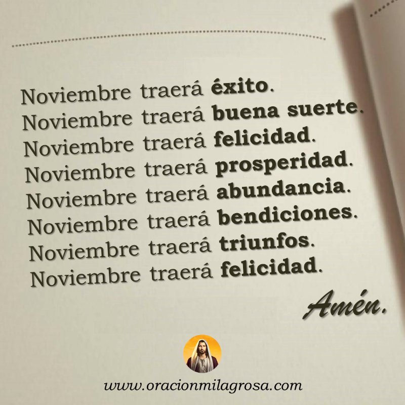 oracion_milagro's tweet photo. ORACIÓN DE BENDICIÓN PARA EL MES DE NOVIEMBRE: Haz esta oración para darle gracias a DIOS por este mes de NOVIEMBRE que está empezando, entrega tu vida y tus ilusiones al Señor y pídele que te conceda un mes de prosperidad y milagros.

Haz esta oración en: https://t.co/QwBhrYRuYZ