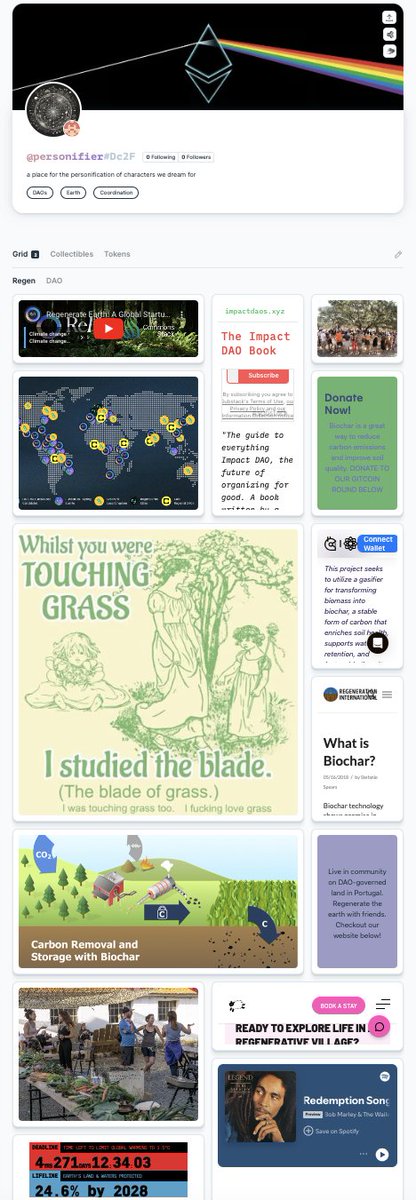 Universal Profiles (@erc725account) on Twitter photo The Grid will provide a sleek way to digitally present yourself and everything you're involved in.
For a regen, The Grid will enable you to transparently showcase your sustainability efforts, DAO participation, donations, and more!🌱
It’s your mission, on-chain, visible to the The Grid will provide a sleek way to digitally present yourself and everything you're involved in.
For a regen, The Grid will enable you to transparently showcase your sustainability efforts, DAO participation, donations, and more!🌱
It’s your mission, on-chain, visible to the