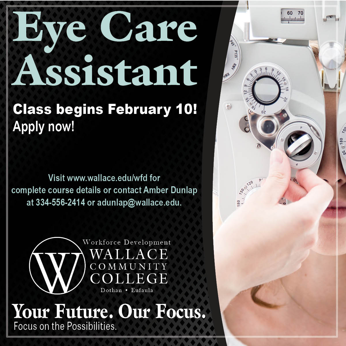 Joe Johnson (@joejohnsonwcc) on Twitter photo Applications are open for our <a href="/wccdothan/">Wallace Community College</a> Eye Care Assistant program. Visit wallace.edu/wfd for more information on how to apply. Class begins February 10th. <a href="/ACCS_Education/">Alabama Community College System (ACCS)</a> Applications are open for our <a href="/wccdothan/">Wallace Community College</a> Eye Care Assistant program. Visit wallace.edu/wfd for more information on how to apply. Class begins February 10th. <a href="/ACCS_Education/">Alabama Community College System (ACCS)</a>
