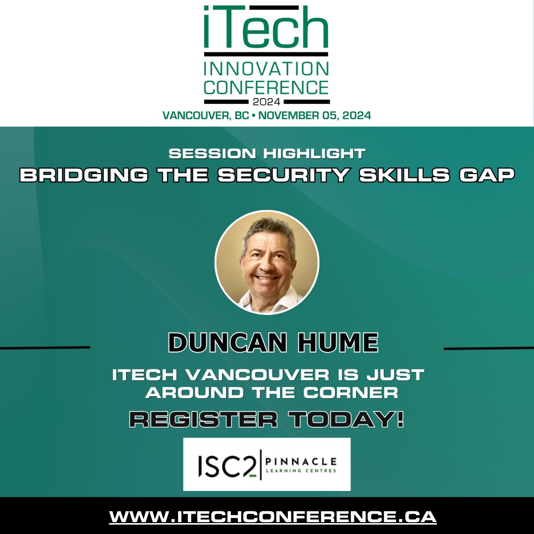 Join (ISC)², the world’s largest cybersecurity membership organization, for an exclusive preview of the 2024 Annual Workforce Study findings! 

🌐 Vancouver, BC - November 05, 2024 
🔗ow.ly/njhz50TYabS

#iTECH  #iTECH2024  #Cybersecurity  #ISC2