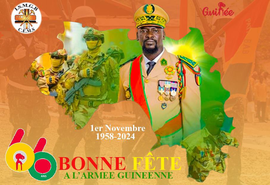 𝐒𝐌𝐆𝐁 : 🇬🇳 || 𝐁𝐨𝐧𝐧𝐞 𝐅𝐞̂𝐭𝐞 𝐚̀ 𝐥’𝐚𝐫𝐦𝐞́𝐞 𝐠𝐮𝐢𝐧𝐞́𝐞𝐧𝐧𝐞.

En ce  𝟏 𝐧𝐨𝐯𝐞𝐦𝐛𝐫𝐞, nous rendons hommage à l’armée guinéenne qui célèbre 𝟔𝟔 𝐚𝐧𝐬 d’engagement et de sacrifice.
𝐄𝐱𝐜𝐞𝐥𝐥𝐞𝐧𝐭𝐞 𝐟𝐞̂𝐭𝐞 𝐚̀ 𝐥’𝐚𝐫𝐦𝐞́𝐞 𝐠𝐮𝐢𝐧𝐞́𝐞𝐧𝐧𝐞 !