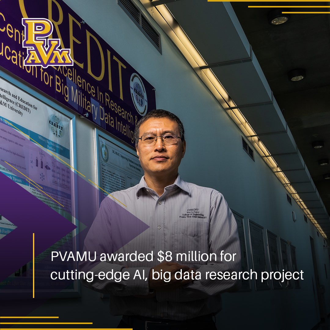 PVAMU's tweet image. |Big News on 'The Hill'!|

The U.S. Department of Defense has awarded Prairie View A&amp;amp;M University an $8 million grant for a new research project focused on advanced data analysis and artificial intelligence. 

A team of researchers at #PVAMU will focus⬇️