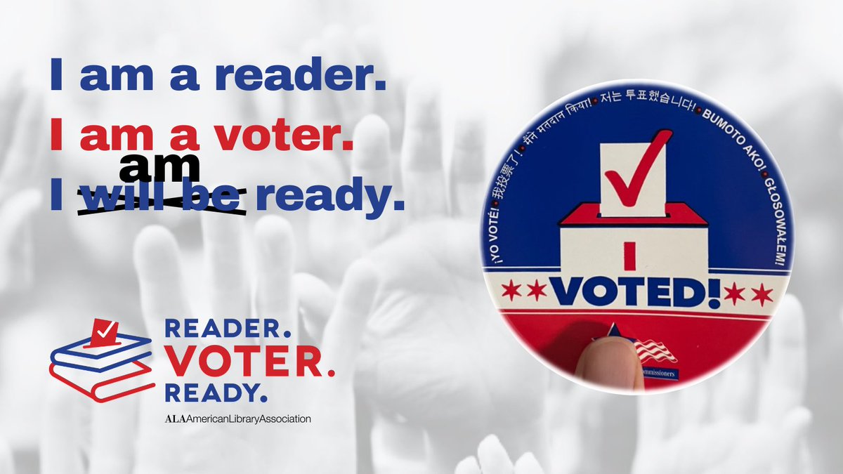 Library workers and the communities we serve are readers. We are voters. And we are ready! #ReaderVoterReady #GoVote

Learn more about how libraries are engaging voters nationwide: ala.org/advocacy/reade…
