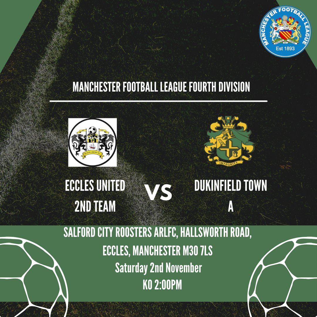 Dukinfield Town & Youth FC (@dukitownyouthfc) on Twitter photo Our 1st team take the long trip to <a href="/WestKirbyFC/">West Kirby FC</a> tomorrow, as they look to progress to the quarter finals of the Cheshire FA Amateur Cup.
No game again this weekend for the reserves.
Our 3rd team are looking to carry on their unbeaten run, travelling to <a href="/EcclesUnited/">Eccles United FC</a> .
#UTT Our 1st team take the long trip to <a href="/WestKirbyFC/">West Kirby FC</a> tomorrow, as they look to progress to the quarter finals of the Cheshire FA Amateur Cup.
No game again this weekend for the reserves.
Our 3rd team are looking to carry on their unbeaten run, travelling to <a href="/EcclesUnited/">Eccles United FC</a> .
#UTT