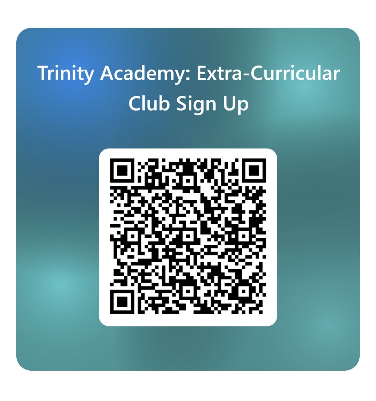 November is club sign up time! Please use this QR code to sign up for any clubs you are attending or would like to attend 🤩🏀⚽️🎾🏑 You will also find this QR code up and around Bangholm.