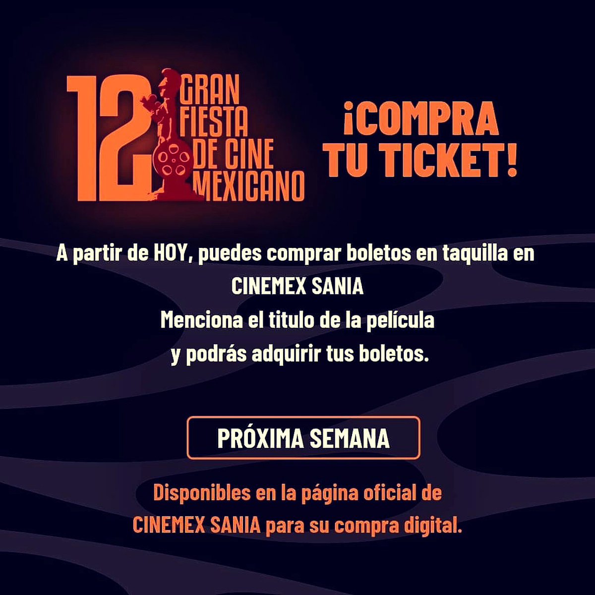 Visita <a href="/Cinemex/">Cinemex</a> cinemex.com/cine/321/sania/ y asiste a la #granfiestacinemexicano comprando tus boletos para las funciones de #ElSobrevivienteElizalde 
Jueves 14 - 8:30 pm
Viernes 15 - 5:00 pm 
Nos vemos en Guadalajara 🐓

#elsobreviviente #gallodeoro 
instagram.com/p/DB0-FFcuIiG/…
