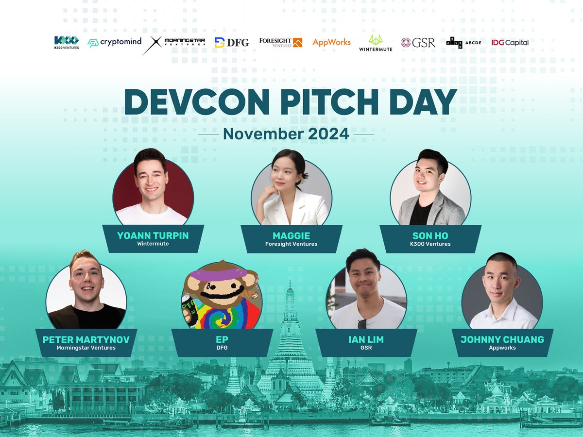 CuongTran92's tweet photo. DEVCON PITCH DAY 

​The event is hosted by :  K300 Ventures, Wintermute, GSR, Cryptomind Group, DFG, Morningstar Ventures, Foresight Ventures, Appworks, ABCDE Capital https://t.co/IflN3BKRW7