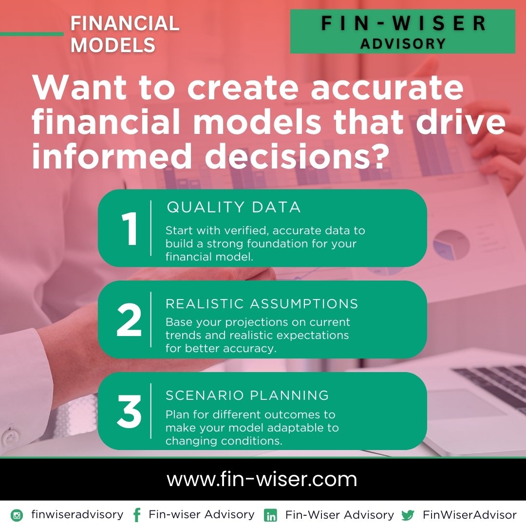 finwiserr's tweet photo. 📊 Want to create accurate financial models that drive informed decisions? 💡

✔️ Start with quality data as your foundation.

✔️ Make realistic assumptions based on current trends.

✔️ Always plan for different scenarios. https://t.co/AQ4ZW8ehAO