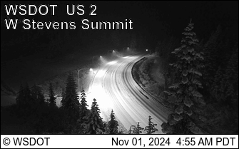 NWSSeattle's tweet photo. A snowy scene this morning at Stevens Pass as steadier snow continues at times over the Cascades &amp; Olympics through today. If you're traveling over the Cascade Passes, make sure to check https://t.co/xzBC4xHdUR for the latest road conditions! #WAwx https://t.co/tigcVlw5qy
