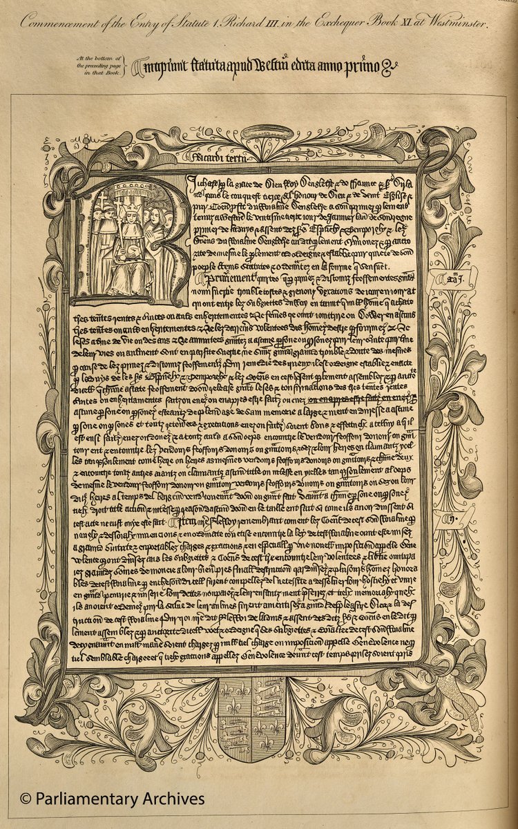 UKParlArchives's tweet photo. The Lyric Theatre Belfast's latest production is ‘The Tragedy of Richard III’ an adaptation of Shakespeare’s renowned play, Richard III. From our collection, is this beautifully decorated printed note from the reign of Richard III. #TowerRex https://t.co/liDaR5SfrA