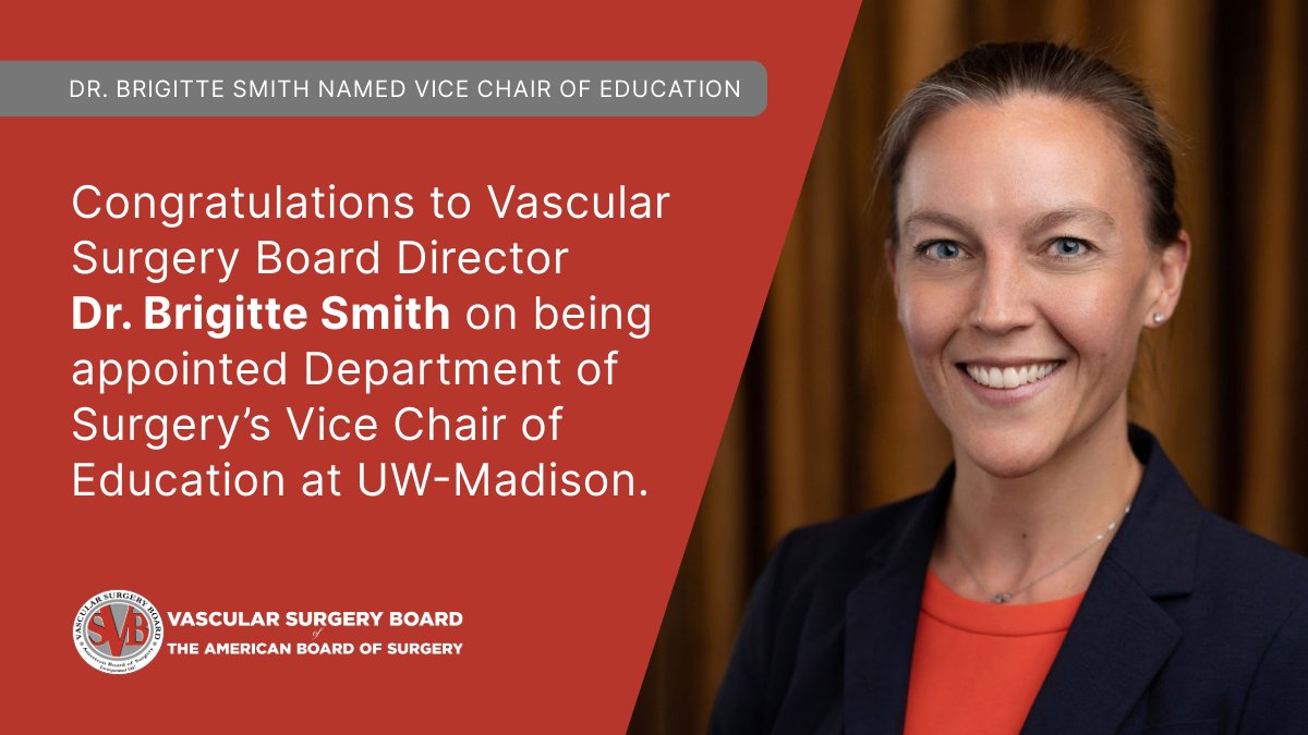 VSB-ABS (@vsb_abs) on Twitter photo Congratulations to #VSBABS Director Dr. <a href="/Brig13Smith1/">Brigitte K. Smith, MD, MHPE</a> on being appointed Vice Chair of Education for the Department of Surgery at <a href="/WiscSurgery/">UW-Madison Department of Surgery</a>! Congratulations to #VSBABS Director Dr. <a href="/Brig13Smith1/">Brigitte K. Smith, MD, MHPE</a> on being appointed Vice Chair of Education for the Department of Surgery at <a href="/WiscSurgery/">UW-Madison Department of Surgery</a>!