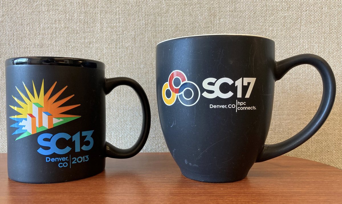 NCSAatIllinois's tweet photo. Morning coffee has us thinking about our SC mug collection—we're going with SC13 today, hbu?

Can't wait to see everyone in Atlanta in only 16 days! #SC24 https://t.co/vOD88p3JRz