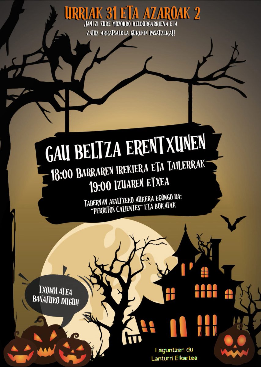 🕯 Anoche el #concejo de #Erentxun se llenó del espíritu de Gau Beltza y repiten, de nuevo, el 2 de noviembre

👻 Bart egundoko Gau Beltza izan zuten Erentxungo #kontzeju|an

#IruraizGauna <a href="/Lautur1/">ArabakoLautada</a> #Araba #Alava
