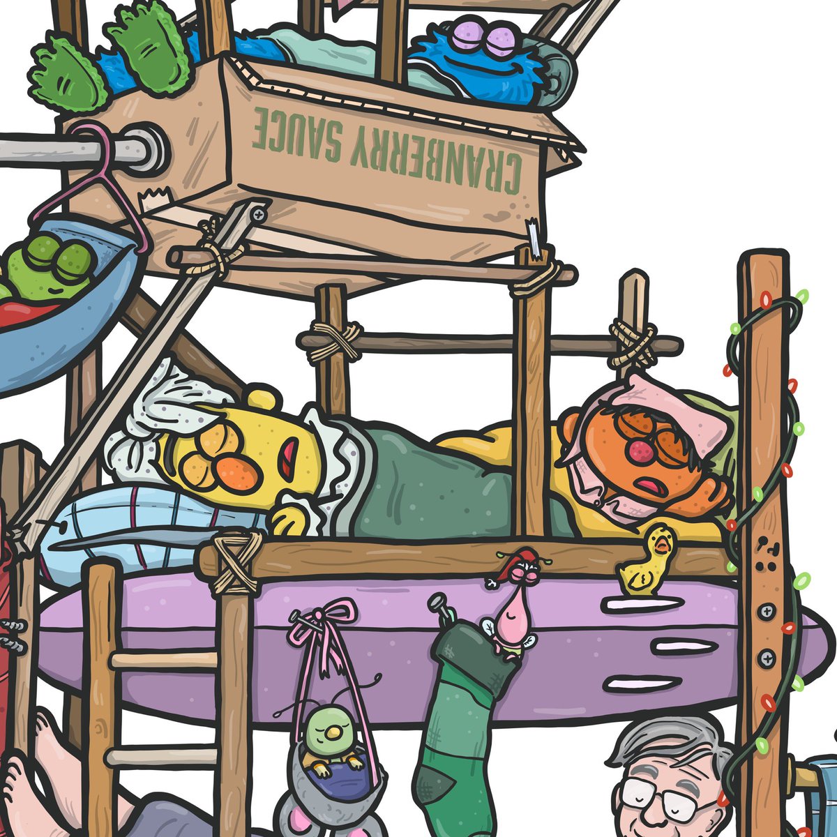 camgarrity's tweet photo. Bunkbeds in the broom closet ♥️ #MuppetFamilyChristmas #Christmas #Muppets #SesameStreet #FraggleRock #JimHenson #Puppets #80s #Illustration #Adobe #AdobeFresco https://t.co/gfT4W6IUkT