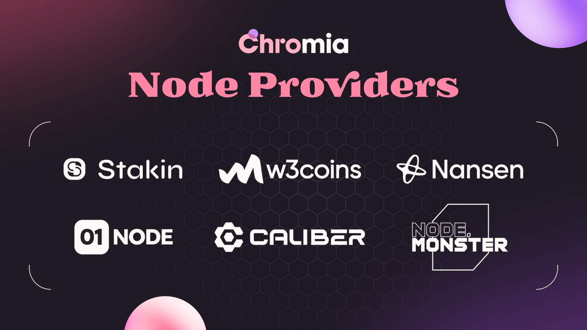 Chromia | Power to the Public (@chromia) on Twitter photo Meet our #Chromia node providers! 💪
Over the next few weeks will introduce you to them, starting today with <a href="/nansen_ai/">Nansen 🧭</a>, <a href="/StakinOfficial/">Stakin</a>, <a href="/w3coins_io/">w3coins</a>, <a href="/01node/">01node Validator</a>, <a href="/CaliberBuild/">Caliber Venture Builder</a>, and <a href="/Nodemonste/">node monster</a>.
🔗 blog.chromia.com/node-providers… Meet our #Chromia node providers! 💪
Over the next few weeks will introduce you to them, starting today with <a href="/nansen_ai/">Nansen 🧭</a>, <a href="/StakinOfficial/">Stakin</a>, <a href="/w3coins_io/">w3coins</a>, <a href="/01node/">01node Validator</a>, <a href="/CaliberBuild/">Caliber Venture Builder</a>, and <a href="/Nodemonste/">node monster</a>.
🔗 blog.chromia.com/node-providers…