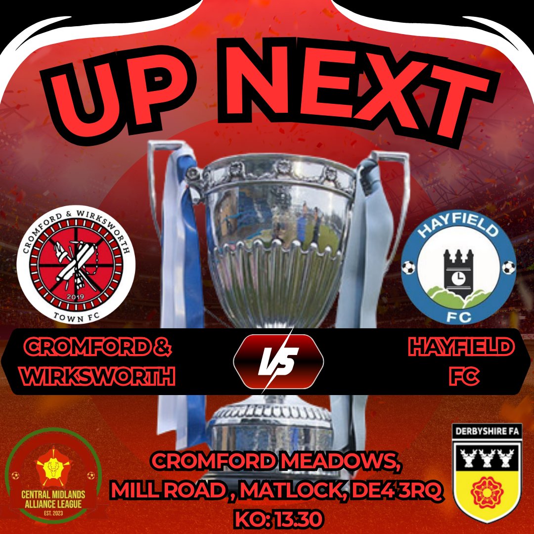 🔴⚫️It's County Cup action for the First Team this weekend as they look to carry the momentum of last weeks emphatic league performance into their cup tie when they host <a href="/HayfieldClub/">Hayfield FC</a> of the Hope Valley Amateur League on Saturday afternoon. <a href="/DerbyshireFA/">Derbyshire FA</a> <a href="/CentralMidsAll/">⚽️ Central Midlands Alliance ⚽️</a>⚫️🔴