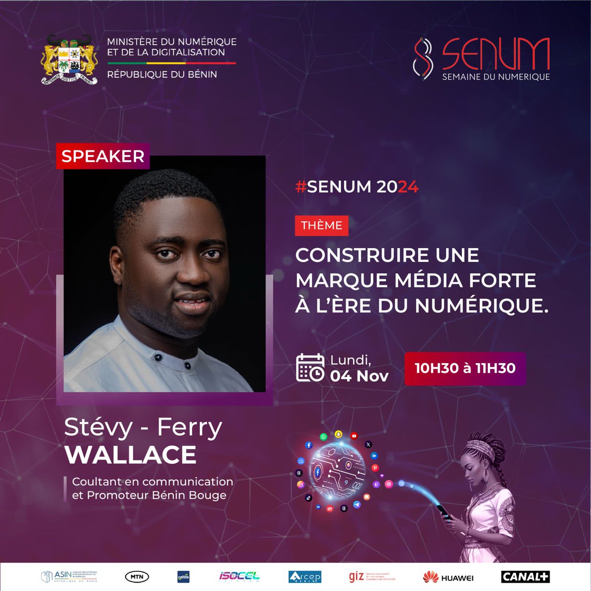 📣Comment se démarquer dans un paysage digital en constante évolution ? Participez à la SENUM2024 pour découvrir des stratégies clés pour bâtir une marque média qui attire et inspire confiance. 🚀✨

🌐 Infos et Inscriptions : semainedunumerique.bj

#SENUM2024 #BeninNumérique