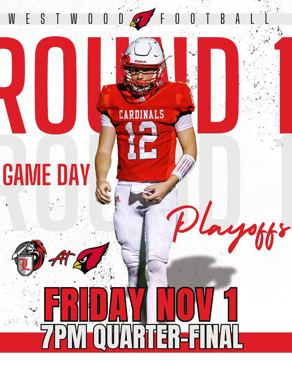 CardinalsTDClub's tweet photo. 🚨IT’S 🏈 PLAYOFF GAME DAY‼️ The #1 Cardinals host the #8 Lancers for the N1G2 Quarter Final! 
📣Don’t be late &amp; bring the noise! Lambaste the Lancers🛡️
#itsaredout🔴 #neversatisfied
📍@WWRHS
🏈 7:00 PM Kickoff
🆚 LAKELAND
#njsiaaplayoffs #letsgooo #ourhouse🏠 https://t.co/jIw32pVphj