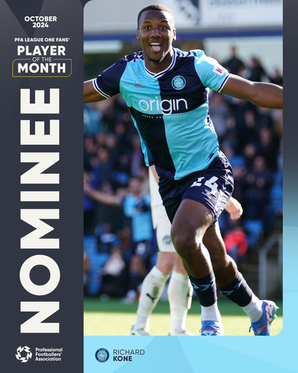 wwfcofficial's tweet photo. 👑 Vote for King Kone!

@richardkone17 has been shortlisted for the @PFA Fans Player of the Month for October.

Head here to vote: https://t.co/Ls1N14BNAo https://t.co/PU2TTuypTr